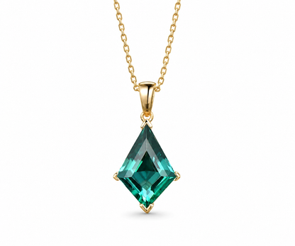 Whispervow Kite green emerald necklace vintage unique pendant women her gemstone anniversary bridal gift mother product view 1 of 4