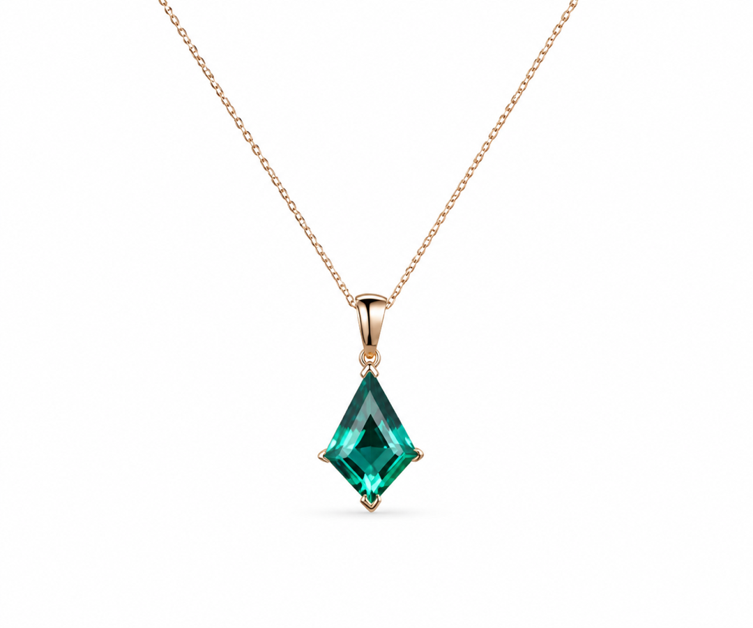 Whispervow Kite green emerald necklace vintage unique pendant women her gemstone anniversary bridal gift mother product view 2 of 4
