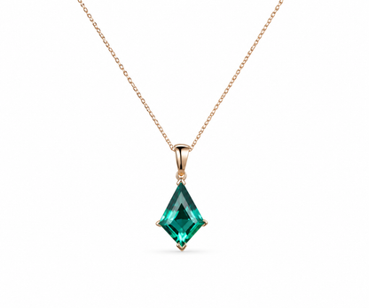 Whispervow Kite green emerald necklace vintage unique pendant women her gemstone anniversary bridal gift mother product view 2 of 4