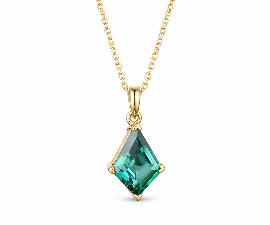 Whispervow Kite green emerald necklace vintage unique pendant women her gemstone anniversary bridal gift mother product view 3 of 4