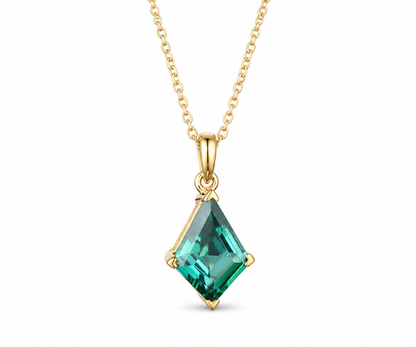 Whispervow Kite green emerald necklace vintage unique pendant women her gemstone anniversary bridal gift mother product view 3 of 4