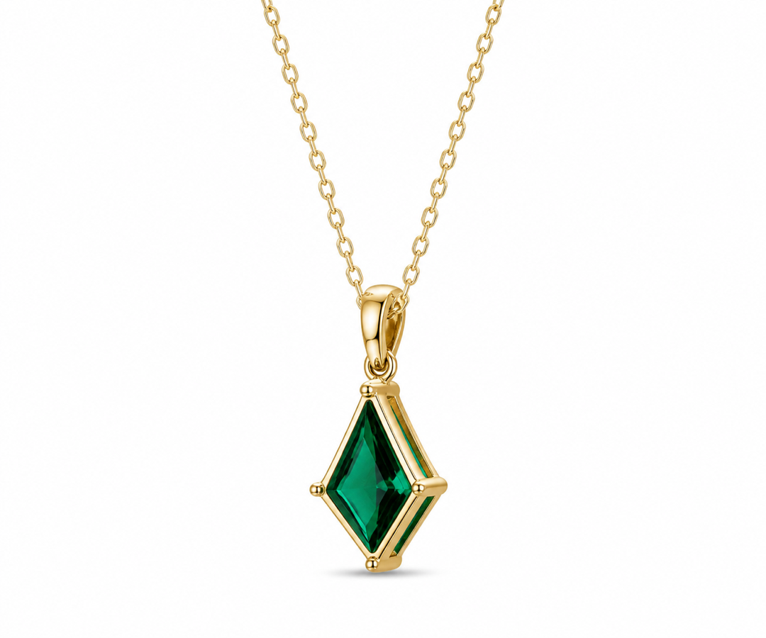 Whispervow Kite green emerald necklace vintage unique pendant women her gemstone anniversary bridal gift mother product view 4 of 4
