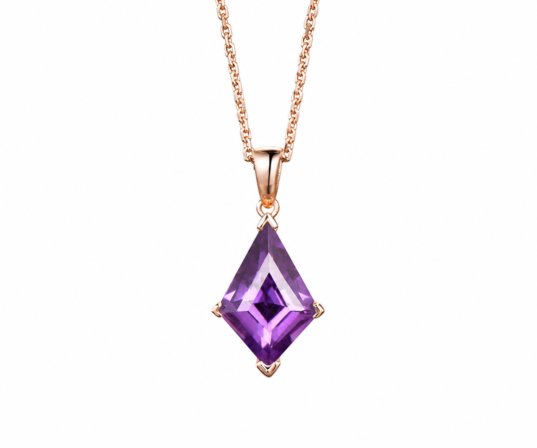 Whispervow Kite natural Amethyst necklace vintage unique pendant for women her anniversary bridal gift mother product view 2 of 4