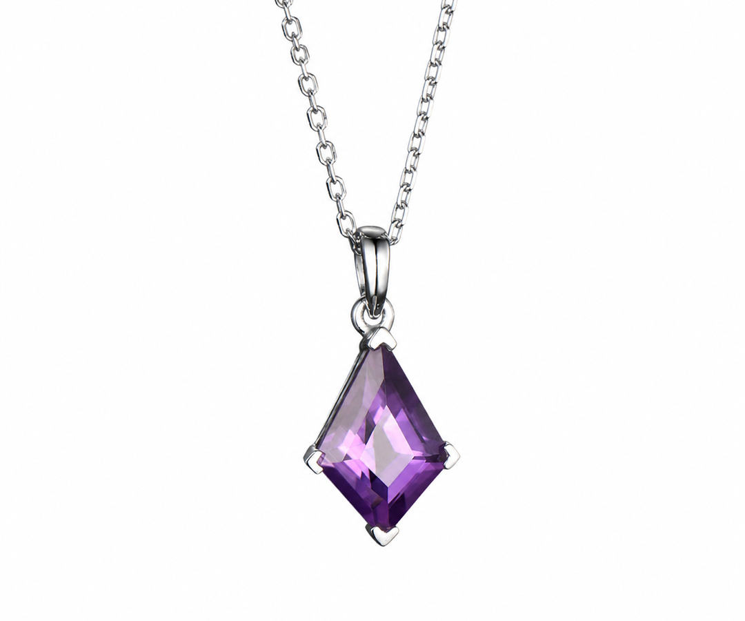 Whispervow Kite natural Amethyst necklace vintage unique pendant for women her anniversary bridal gift mother product view 3 of 4