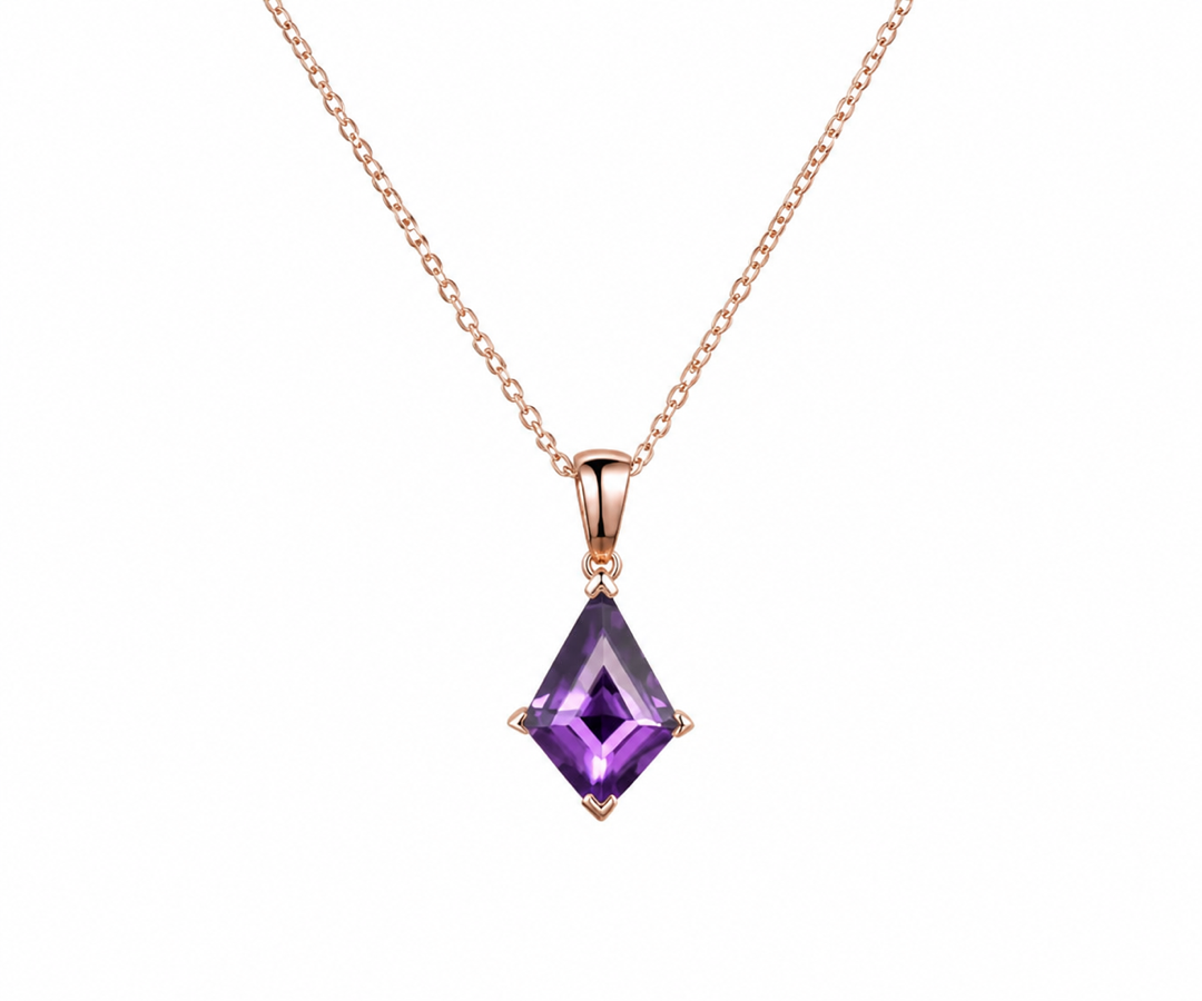 Whispervow Kite natural Amethyst necklace vintage unique pendant for women her anniversary bridal gift mother product view 4 of 4