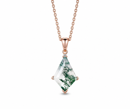 Whispervow Kite natural moss agate necklace vintage unique pendant for women her anniversary bridal 9940BD product view 1 of 4