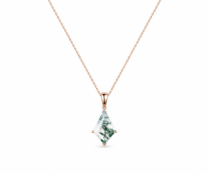 Whispervow Kite natural moss agate necklace vintage unique pendant for women her anniversary bridal 9940BD product view 2 of 4