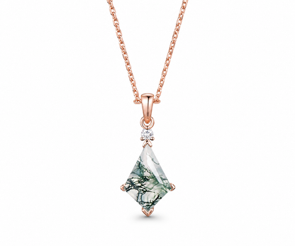 Whispervow Kite natural moss agate necklace vintage unique pendant for women her anniversary bridal 9940BD product view 3 of 4