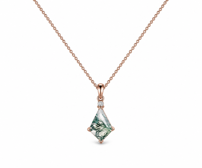 Whispervow Kite natural moss agate necklace vintage unique pendant for women her anniversary bridal 9940BD product view 4 of 4