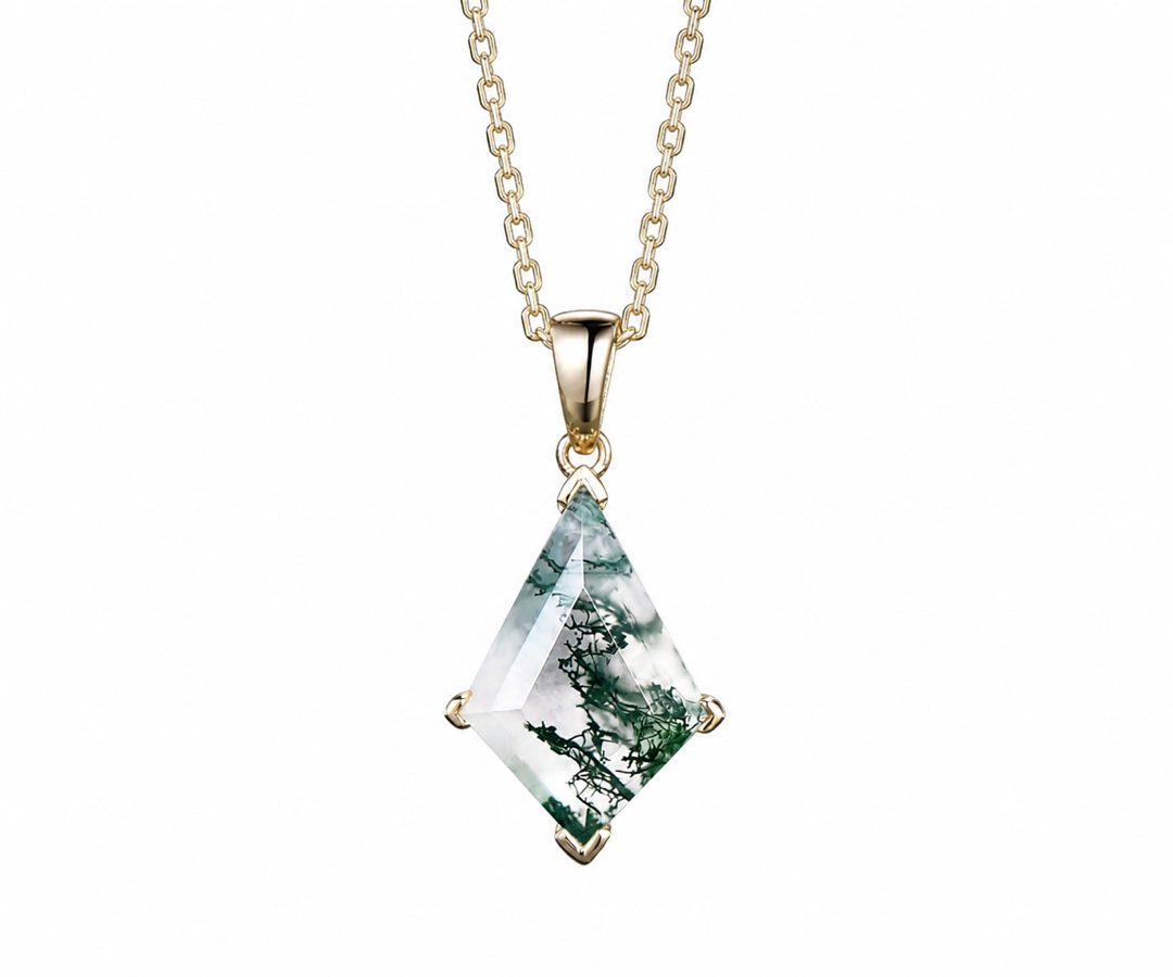 Whispervow Kite natural moss agate necklace vintage unique pendant for women her anniversary bridal 2F7087 product view 1 of 3