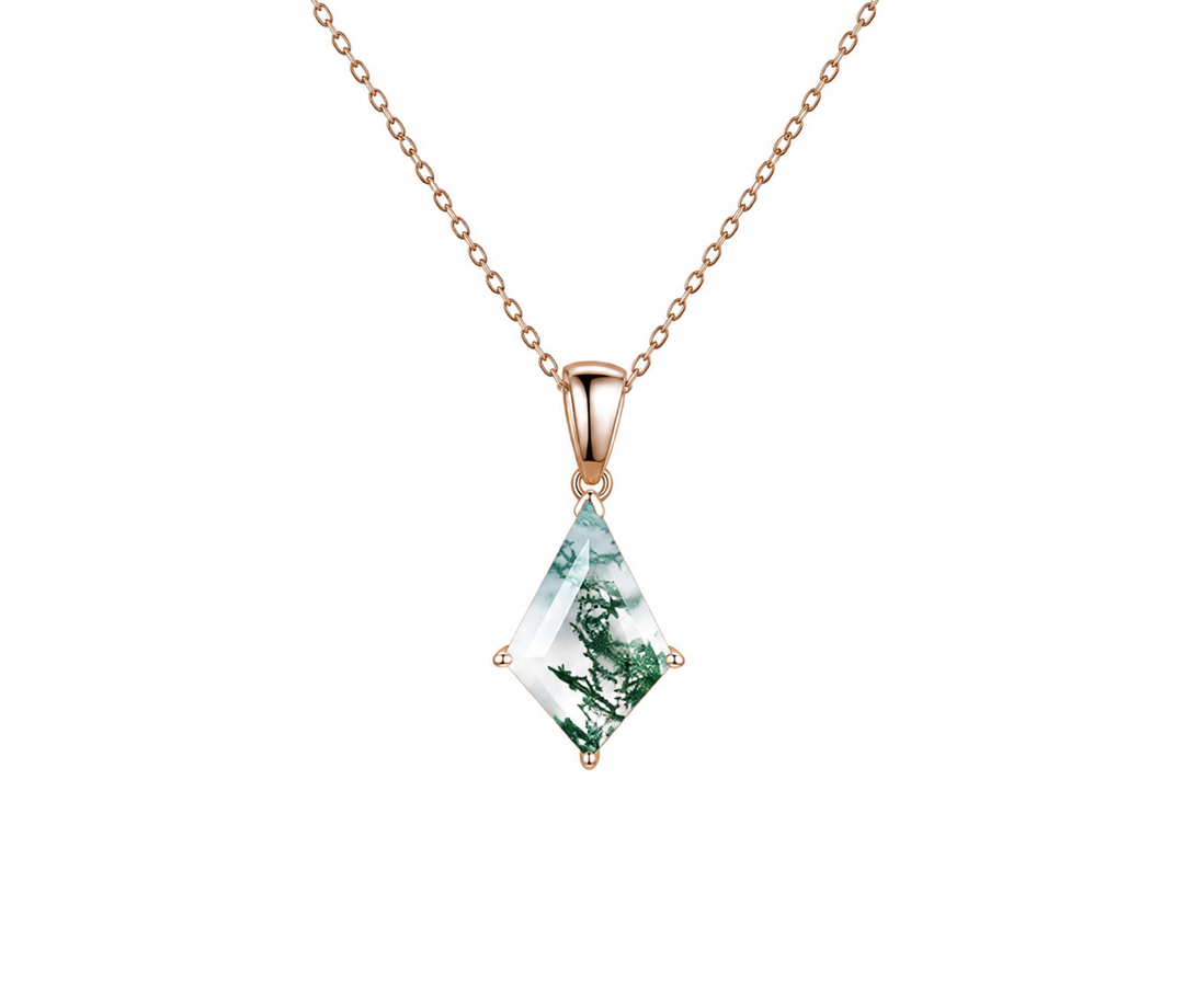 Whispervow Kite natural moss agate necklace vintage unique pendant for women her anniversary bridal 2F7087 product view 2 of 3