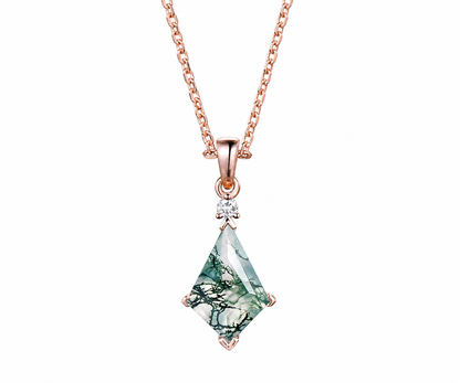 Whispervow Kite natural moss agate necklace vintage unique pendant for women her anniversary bridal 2F7087 product view 3 of 3