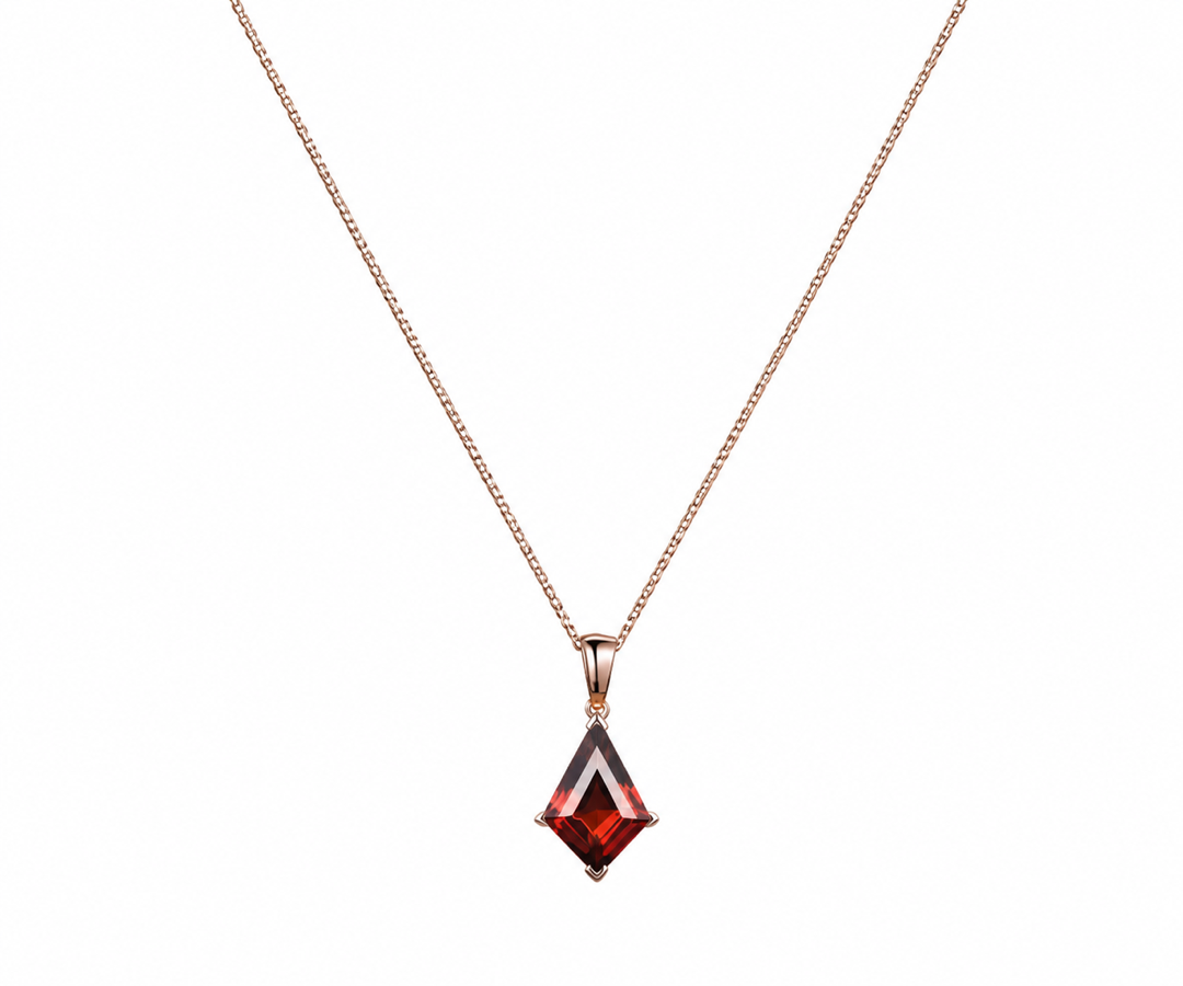 Whispervow Kite red garnet necklace vintage unique pendant for women her gemstone anniversary bridal gift product view 2 of 3