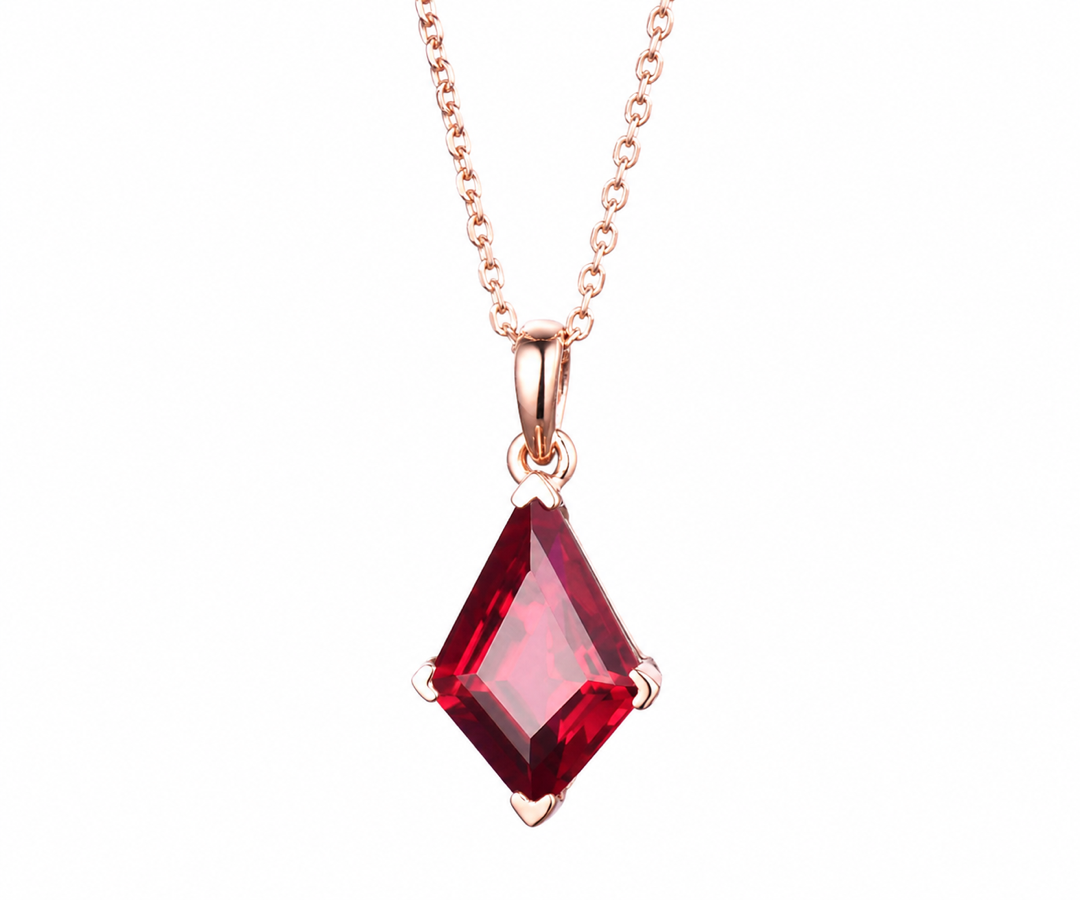 Whispervow Kite red ruby necklace vintage unique pendant women her gemstone anniversary bridal gift mother product view 3 of 4
