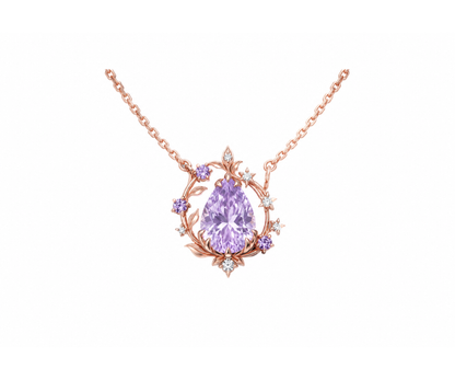 Rose Gold Lavender Botanical Wreath Necklace front view