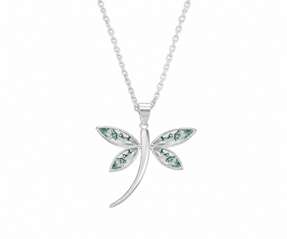Whispervow Moss Agate Dragonfly Necklace Silver & Marquise Pendant product view 1 of 4