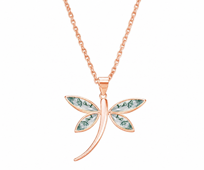 Whispervow Moss Agate Dragonfly Necklace Silver & Marquise Pendant product view 3 of 4