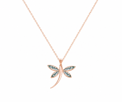 Whispervow Moss Agate Dragonfly Necklace Silver & Marquise Pendant product view 4 of 4