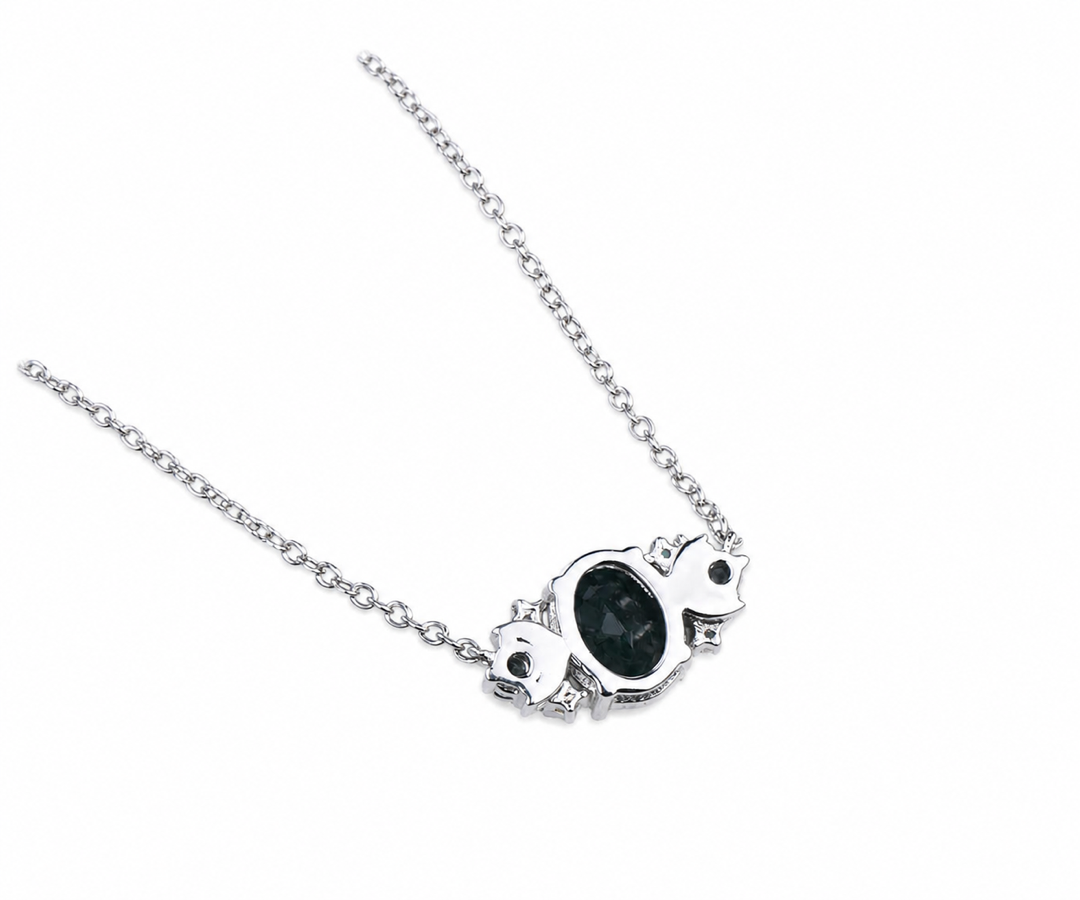 Whispervow Natural oval moss agate dainty pendant necklace art deco moon alexandrite opal pendant sterling product view 4 of 4