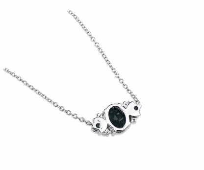 Whispervow Natural oval moss agate dainty pendant necklace art deco moon alexandrite opal pendant sterling product view 4 of 4