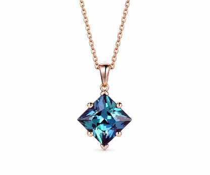Whispervow Princess cut alexandrite necklace vintage unique pendant women her gemstone anniversary bridal gift mother product view 1 of 4