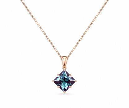 Whispervow Princess cut alexandrite necklace vintage unique pendant women her gemstone anniversary bridal gift mother product view 2 of 4