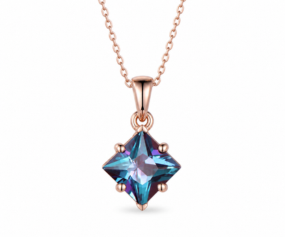 Whispervow Princess cut alexandrite necklace vintage unique pendant women her gemstone anniversary bridal gift mother product view 3 of 4