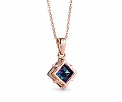 Whispervow Princess cut alexandrite necklace vintage unique pendant women her gemstone anniversary bridal gift mother product view 4 of 4