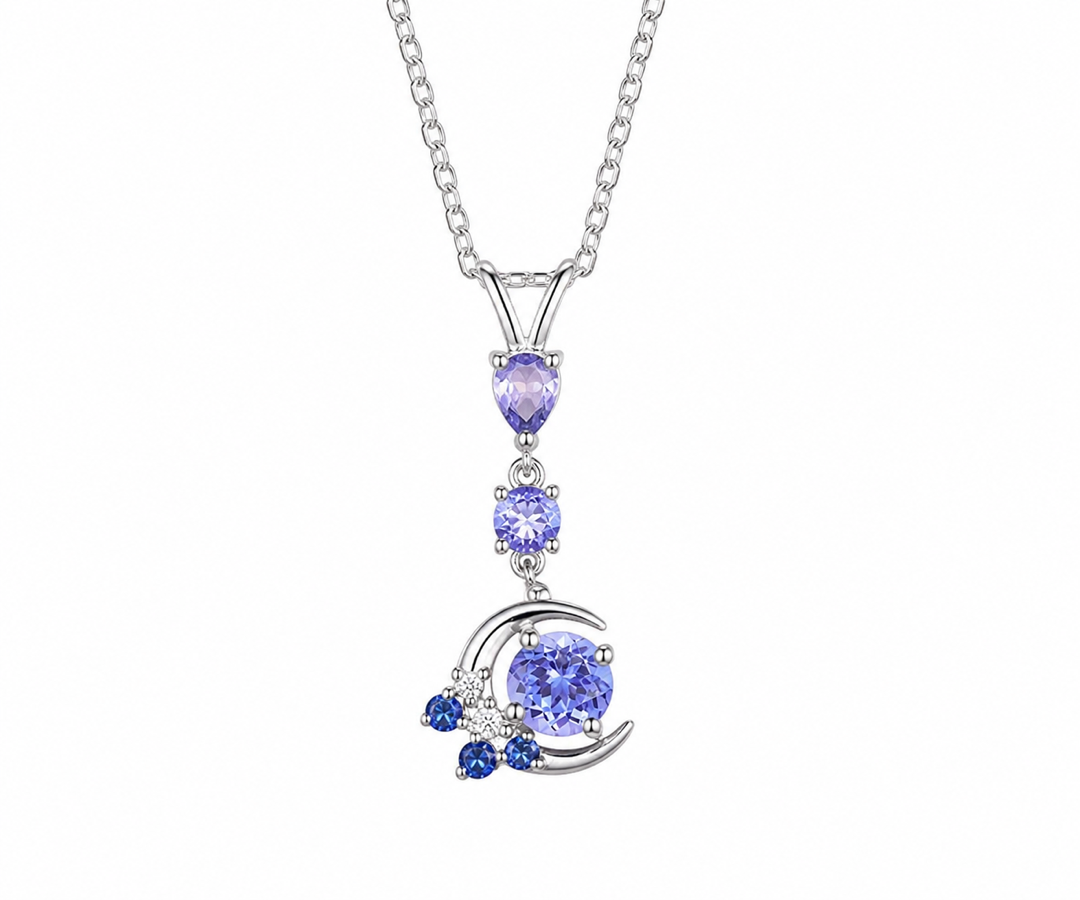 Whispervow Tanzanite Moon Pendant Necklace Branch Necklace product view 2 of 4