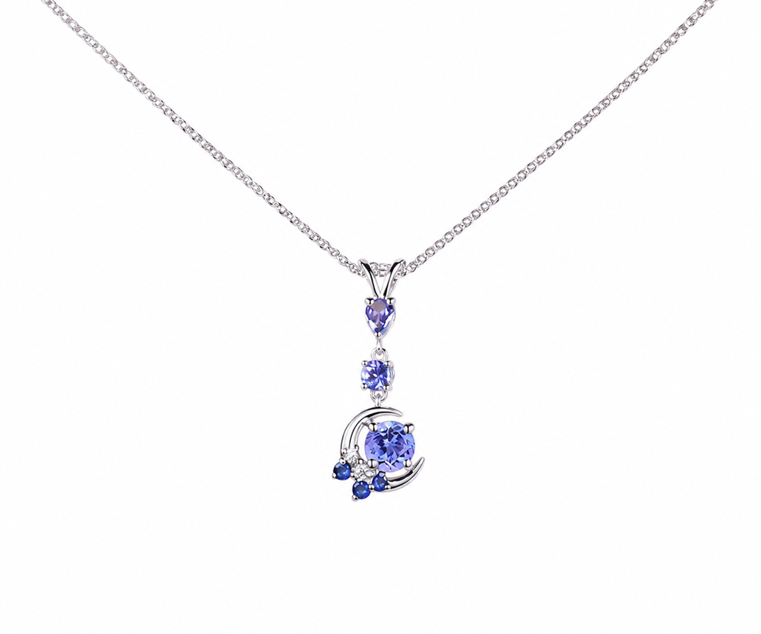 Whispervow Tanzanite Moon Pendant Necklace Branch Necklace product view 4 of 4