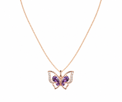 Whispervow Teardrop Real Amethyst Butterfly Necklace Vintage Vintage Purple Crystal Pendant Unique February Birthstone Gifts product view 2 of 4