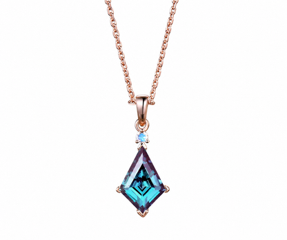 Whispervow Unique kite cut alexandrite necklace two stone diamond pendant women June birthstone anniversary bridal product view 3 of 4