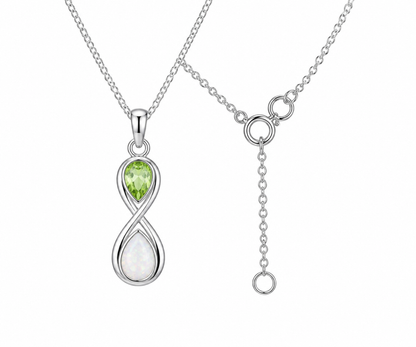 Whispervow Unique Pear Cut Natural Peridot Necklace Art Deco Two Stone Twisted Pendant Minimalist Teardrop product view 2 of 4