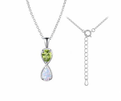 Whispervow Unique Pear Cut Natural Peridot Necklace Art Deco Two Stone Twisted Pendant Minimalist Teardrop product view 3 of 4