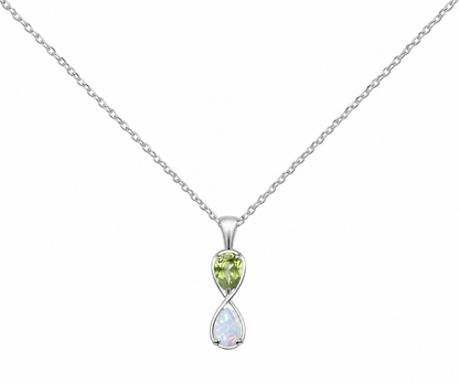 Whispervow Unique Pear Cut Natural Peridot Necklace Art Deco Two Stone Twisted Pendant Minimalist Teardrop product view 4 of 4