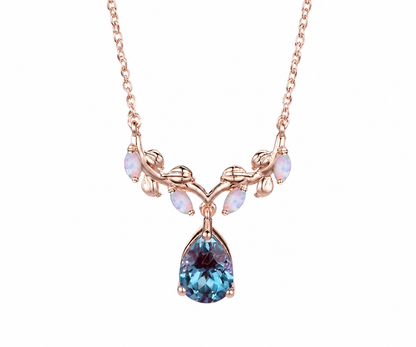 Whispervow Unique Teardrop Alexandrite Necklace Nature Inspired Leaf Necklace Marquise Moonstone Wedding Necklace Branch Pendant product view 3 of 4