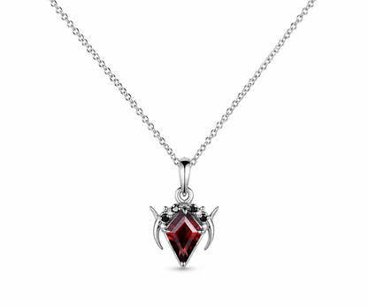 Whispervow Vintage kite cut red garnet necklace moon cluster black diamond unique Pendant women anniversary product view 3 of 3