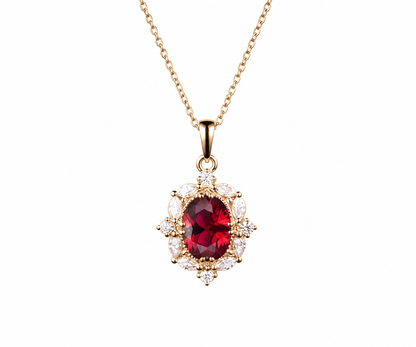 Whispervow Vintage Oval Cut Ruby Necklace Antique July Birthstone Red Gemstone Ruby Pendant Minimalist Moissanite product view 2 of 4