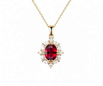Whispervow Vintage Oval Cut Ruby Necklace Antique July Birthstone Red Gemstone Ruby Pendant Minimalist Moissanite product view 3 of 4