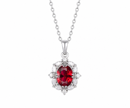 Whispervow Vintage Oval Cut Ruby Necklace Antique July Birthstone Red Gemstone Ruby Pendant Minimalist Moissanite product view 4 of 4