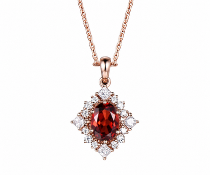 Whispervow Vintage oval red garnet necklace art deco princess moissanite diamond necklace pendant women bridal product view 1 of 4