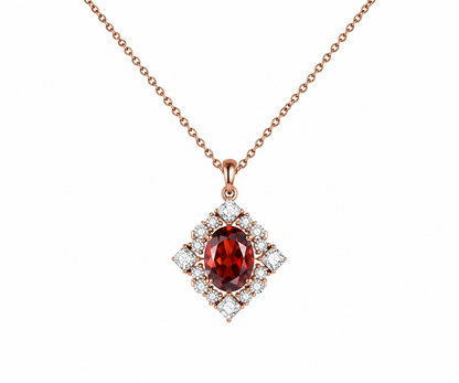 Whispervow Vintage oval red garnet necklace art deco princess moissanite diamond necklace pendant women bridal product view 2 of 4