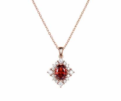 Whispervow Vintage oval red garnet necklace art deco princess moissanite diamond necklace pendant women bridal product view 3 of 4