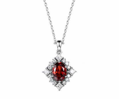 Whispervow Vintage oval red garnet necklace art deco princess moissanite diamond necklace pendant women bridal product view 4 of 4