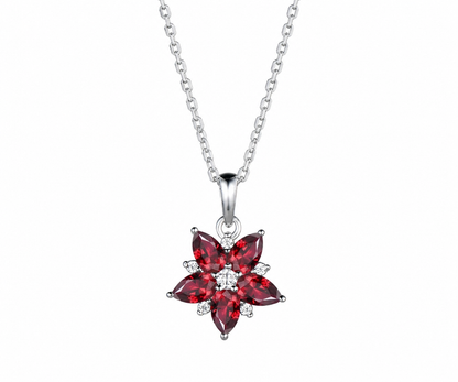 Whispervow Vintage Pear Cut Ruby Necklace Unique Star Pendant July Birthstone Red Gemstone Ruby Pendant product view 1 of 4