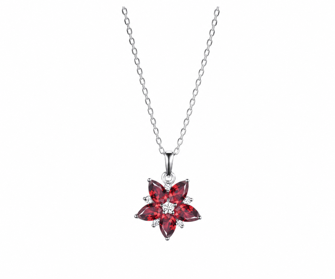 Whispervow Vintage Pear Cut Ruby Necklace Unique Star Pendant July Birthstone Red Gemstone Ruby Pendant product view 3 of 4