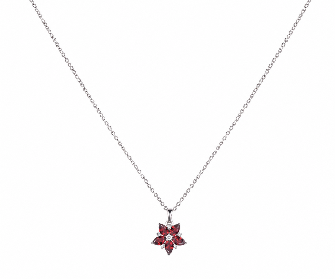Whispervow Vintage Pear Cut Ruby Necklace Unique Star Pendant July Birthstone Red Gemstone Ruby Pendant product view 4 of 4